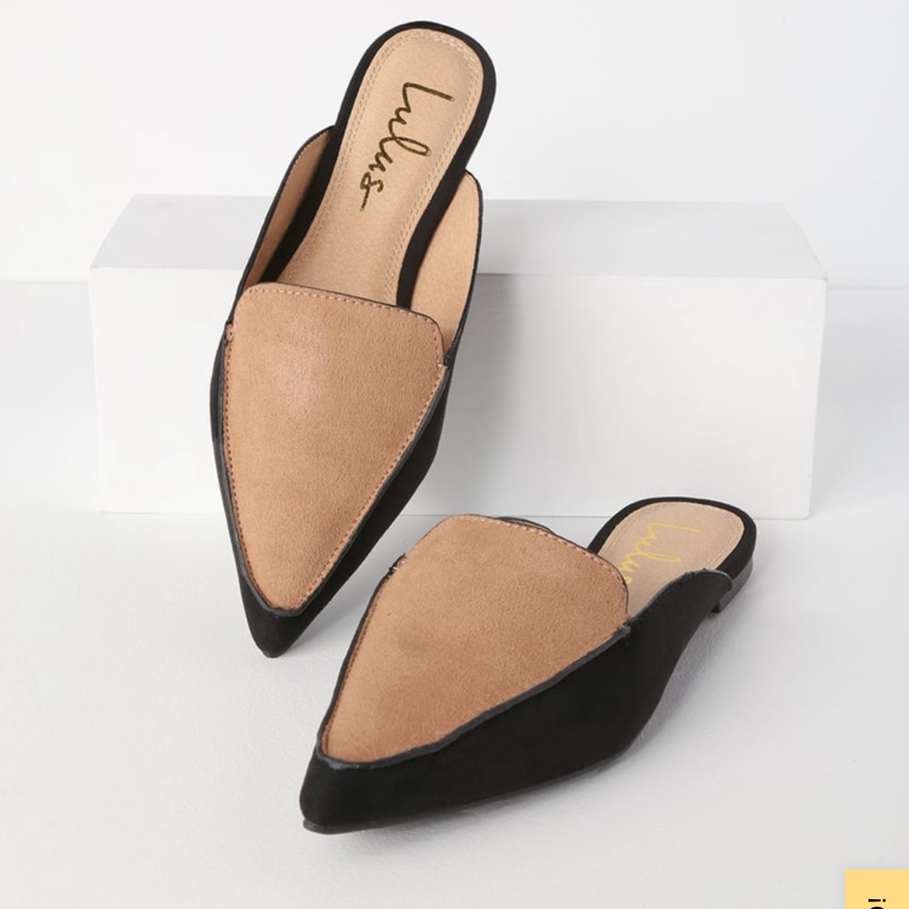 Lulus Black and Beige Mule Loafers